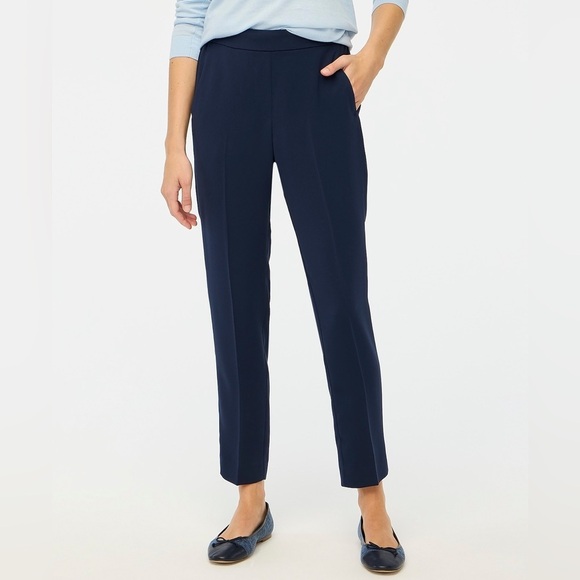 Pants - J.Crew Mercantile Jamie Navy Blue Pull-On Elastic Waist ankle crop Dress Pants 8